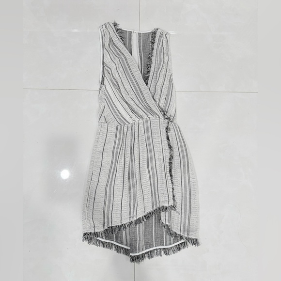 The Jetset Diaries Black and White Striped Wrap Dress - Picture 2 of 3